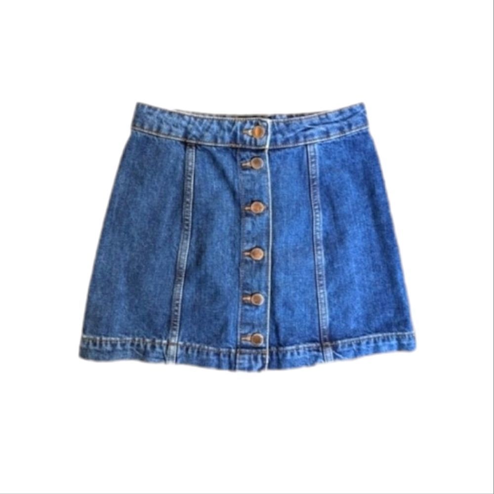 Topshop Button Front Denim Skirt